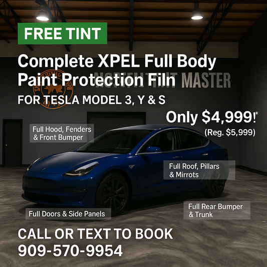 FREE Color Stable Window Tint + Complete XPEL Full Body Paint Protection Film (PPF) for Tesla Model 3, Y & S